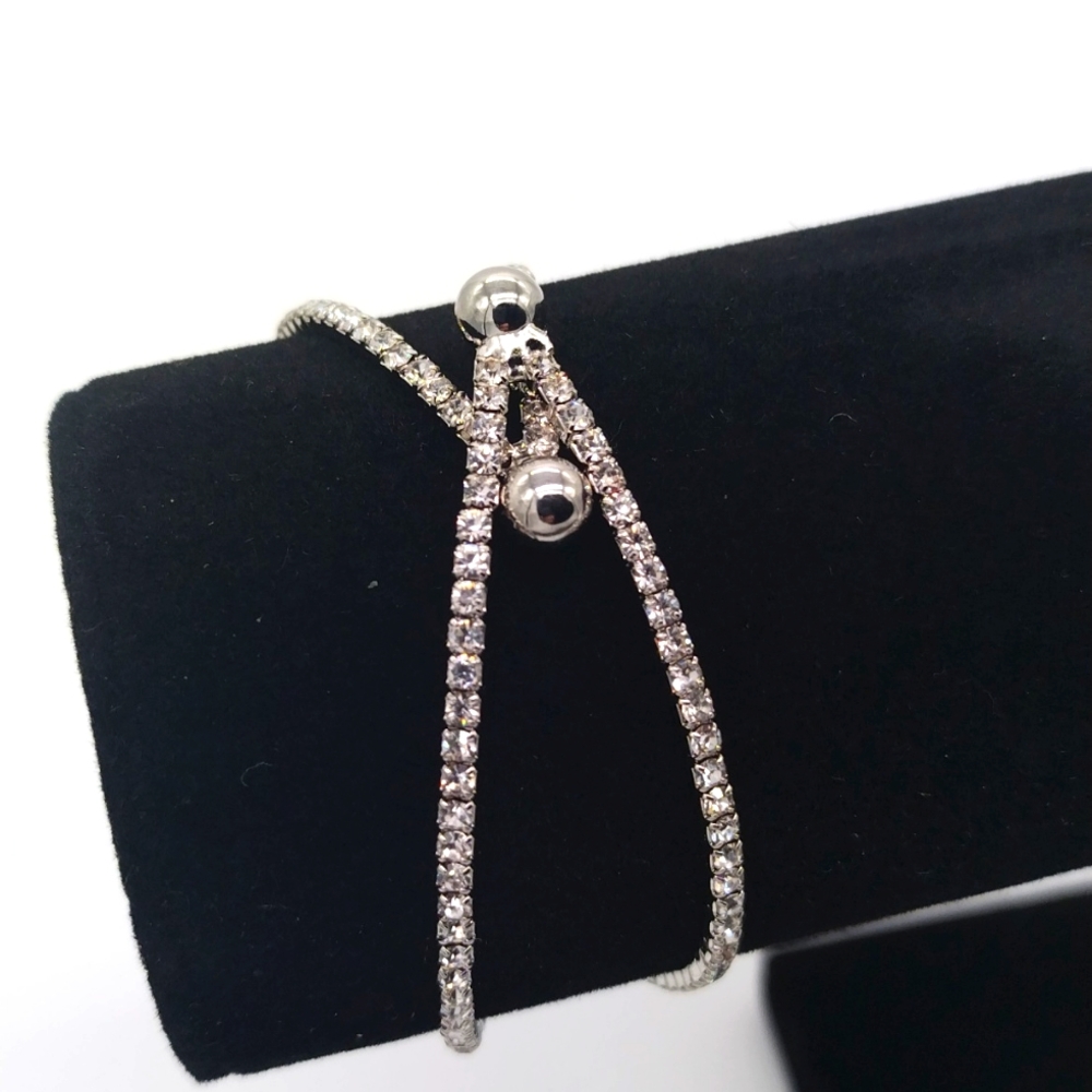 Made with Swarovski Crystals Cluster Delicate Adjustable Cuff Bracelet - Picture 4 of 5